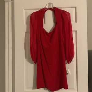 Naven red sheer pillow sleeve NWT dress